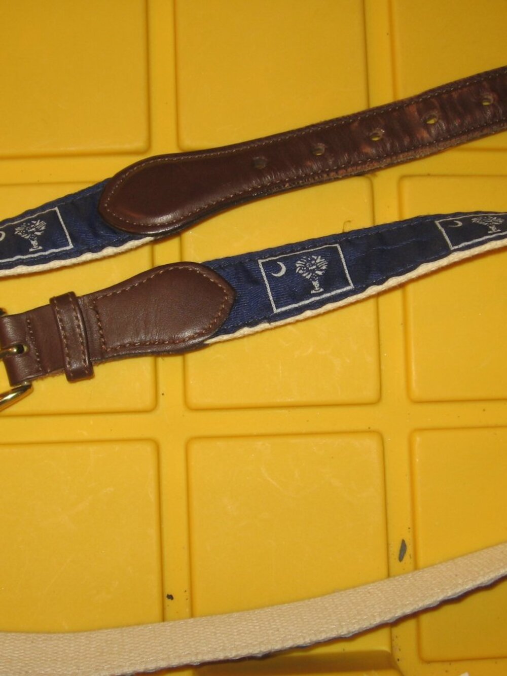 Web & Leather 1.25" Belt South Carolina Palmetto & Crescent Moon 38"